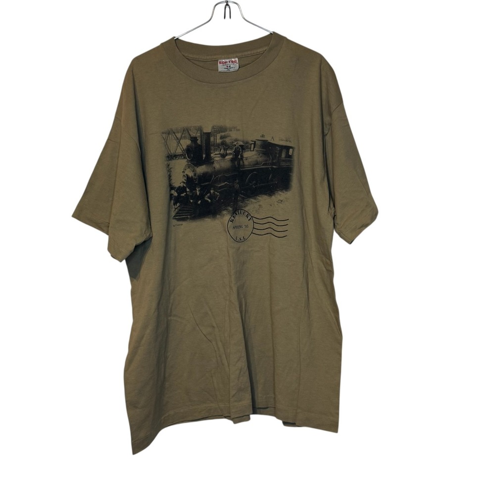 TEE JAYS Mens T-Shirt Vintage Soft Tee 95 KY Spring Train Tan XL USA Made